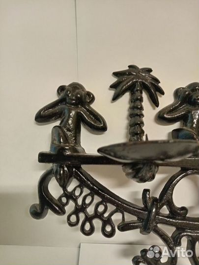 Редкий Подсвечник, Три Обезьянки, Чугун