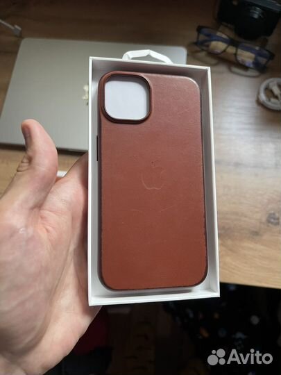 Оригинальный чехол Apple leather case на iPhone 14
