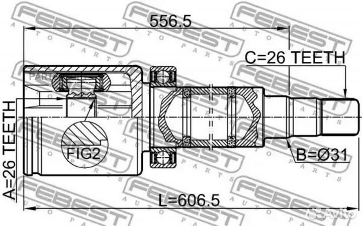 Febest 2711-V70attrh Шрус внутренний правый 26x31x