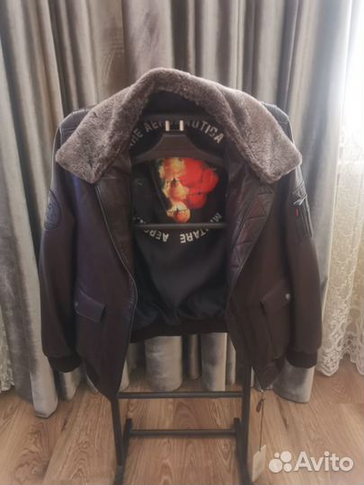 Зимняя кожаная куртка aeronautica militare