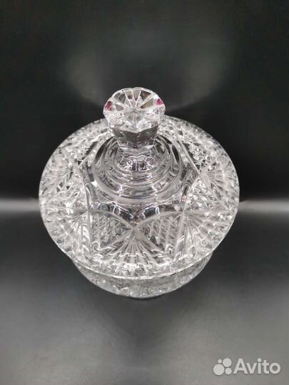 Конфетница с крышкой Бонбоньерка Хрусталь СССР