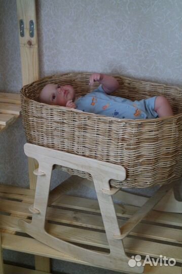 Плетеная люлька колыбель для куклы реборна