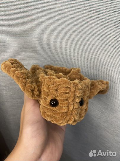 Повязка на голову с ушками вязаная плюшевая