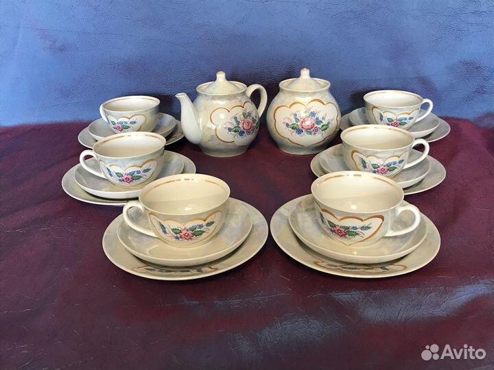 Сервиз чайный перламутровый СССР. Песочное