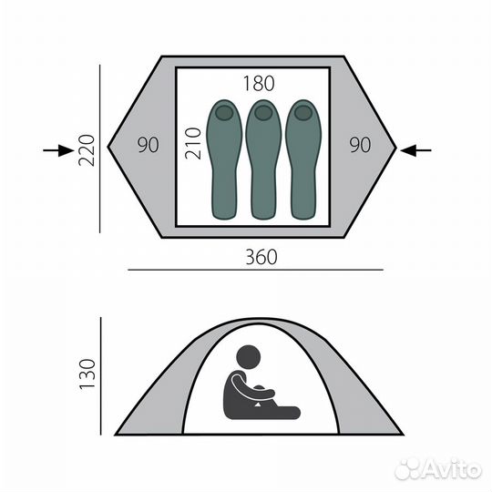 Палатка BTrace Solid 2+ ALU (Зеленый)