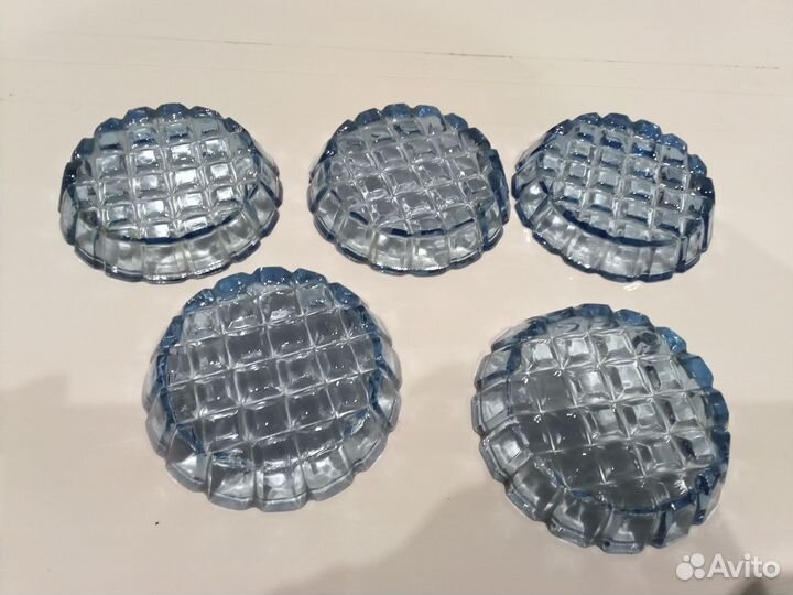 Розетки хрусталь синий,СССР,винтаж,бу,цена за 5шт