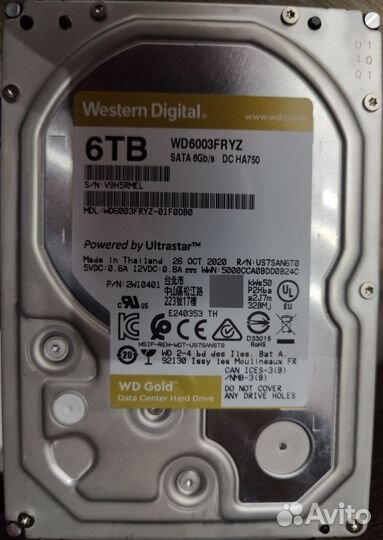 Жесткий диск WD Gold 6 Tb