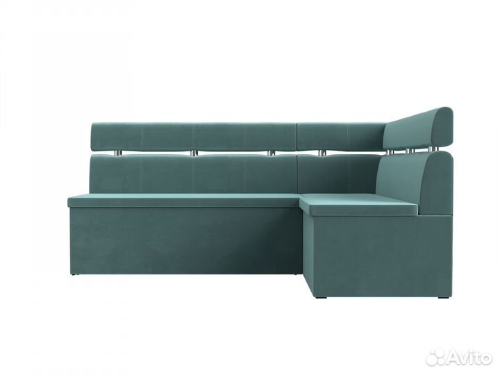 Диван кухонный угловой Классик правый угол, велюр, бирюзовый