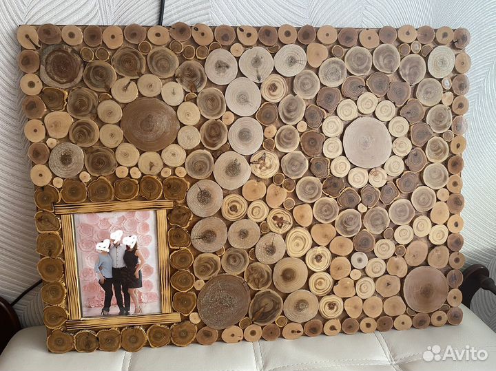 Декоративное панно на стену из спилов дерева