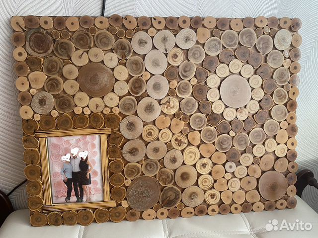 Декоративное панно на стену из спилов дерева