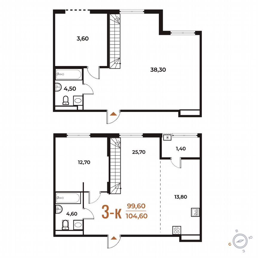 3-к. квартира, 104,6 м², 7/8 эт.