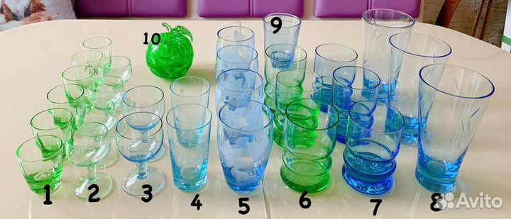 Стаканы и рюмки цветное стекло СССР