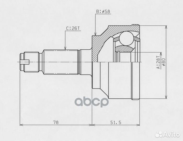 Шрус наружный honda civic FD1 R18A 5AT/5MT/05