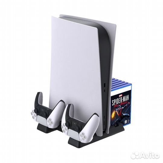 Подставка для sony PS5 с зарядкой геймпадов черная