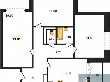 3-к. квартира, 77,8 м², 16/17 эт.