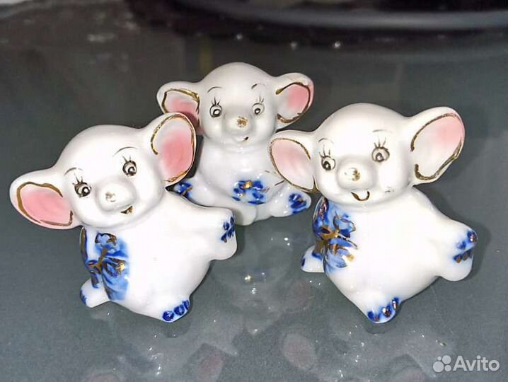 Мыши фарфоровые 3 шт
