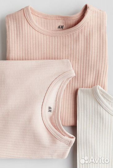 Боди в рубчик hm 68 80 86 для девочки набор