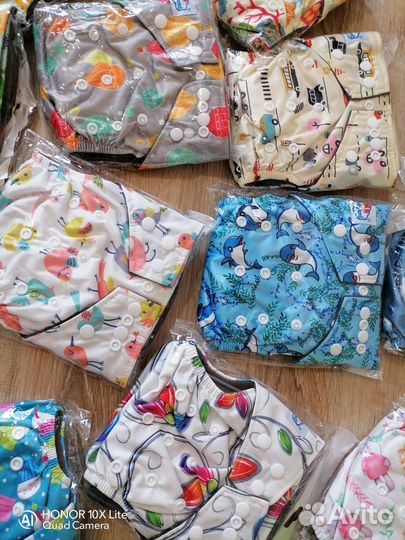 Многоразовые подгузники уголь бамбук +2 шт вклад