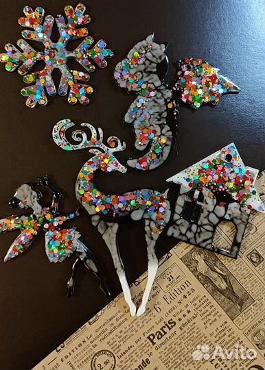 Елочные игрушки из эпоксидной смолы