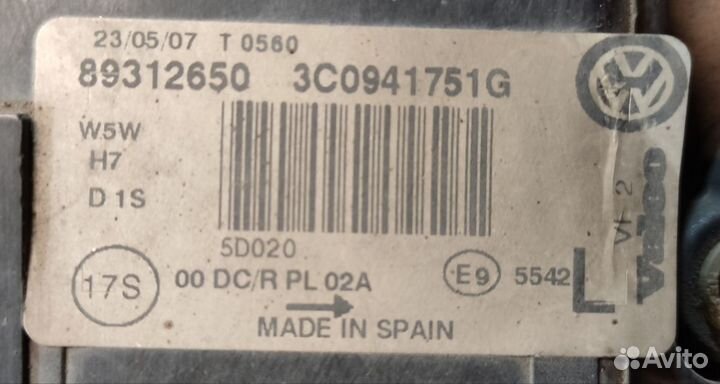 Фара LH (ксенон, динамик) Volkswagen Passat B6, 08