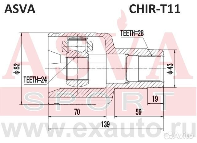 Шрус внутренний правый 24x43x28