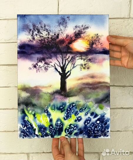 Картина дерево на закате Картина закат солнца