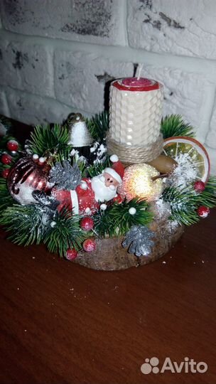 Подсвечник венок ручная работа подарок новый год