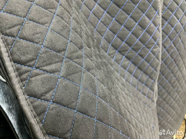 Накидки на сиденья алькантара черная с синей строч