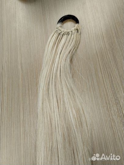 Волосы хвост на резинке блонд 70 см