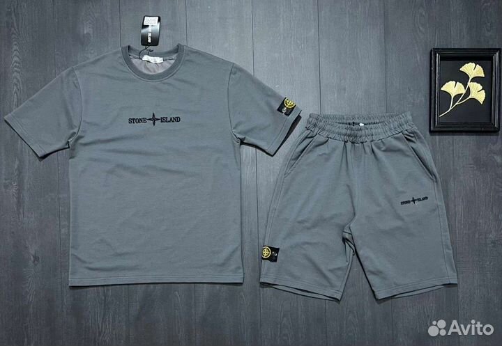 Спортивный костюм stone island шорты+футболка