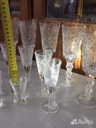 Хоустальный набор кубки, фужеры, рюмки