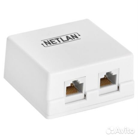 Розетка RJ-45, 2 порта, категория 5е, белая