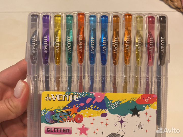Ручки гелевые цветные с глиттером