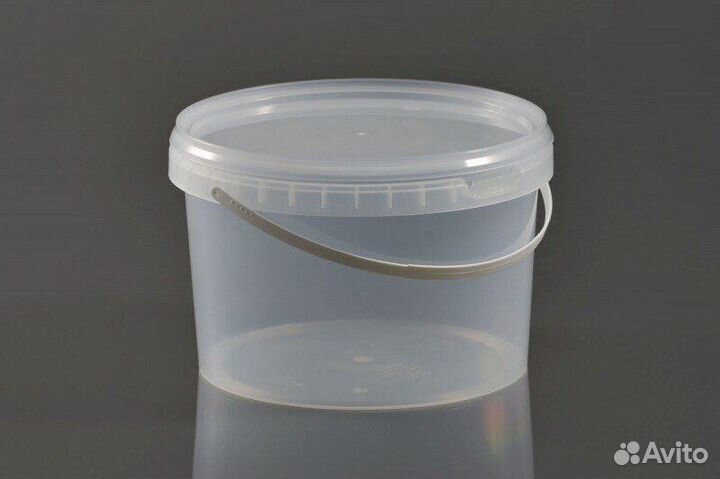 Ведро 1л пластиковое с крышкой