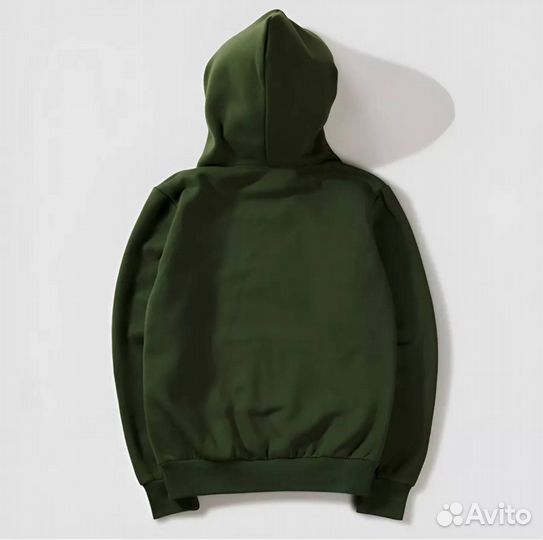 Темно зеленое худи Stussy. Материал флис