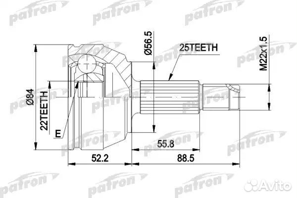 ШРУС наружн к-кт 25x55.5x22 ford: escort с ABS