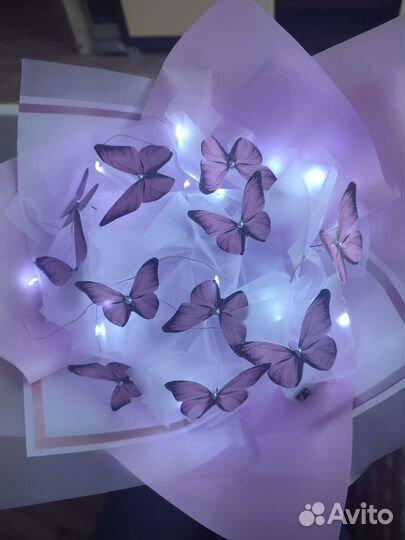 Букет из бабочек сирень 11шт