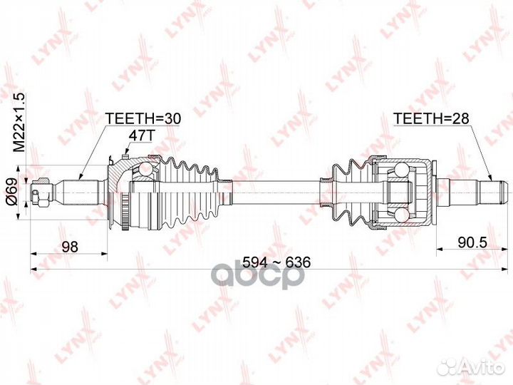 Привод в сборе передний L mitsubishi L200(KA/KB