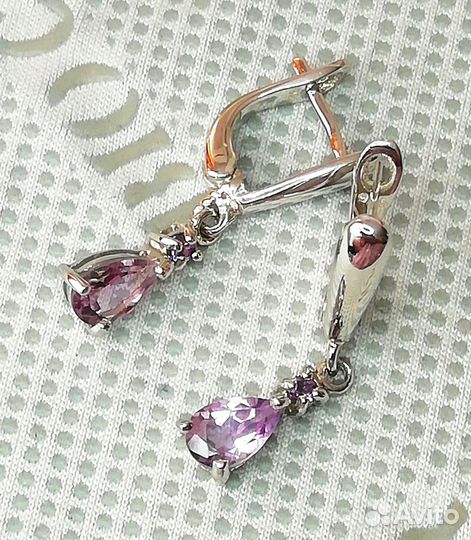 Серьги серебро аметист С354