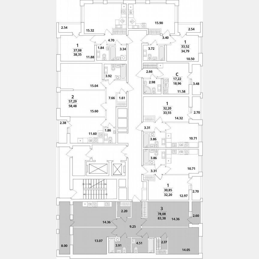 3-к. квартира, 83,4 м², 10/16 эт.