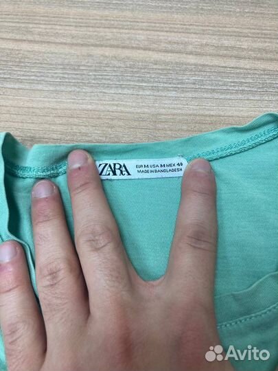 Футболка Zara мужская светло зеленая