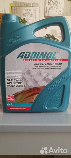 Масло моторное 5w40 addinol super light 5л