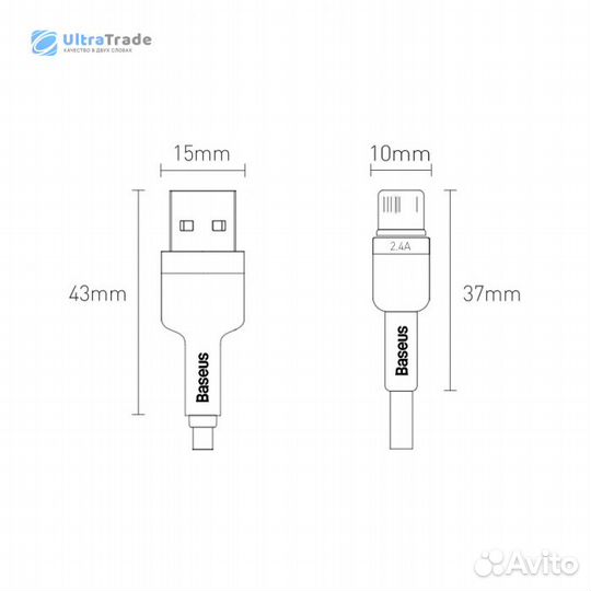 Кабель Xiaomi Baseus USB to iP 2.4A 1m Purple