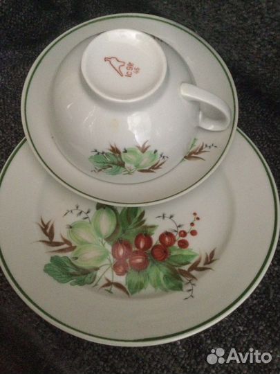 Чайное трио Дулево крыжовник (остатки сервиза)
