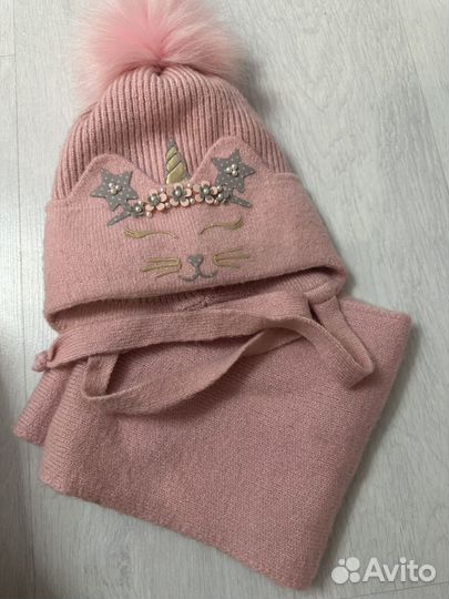 Комплект шапка, шарф зимние новые