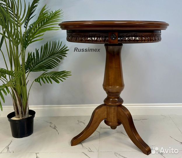 Столик кофейный круглый из массива