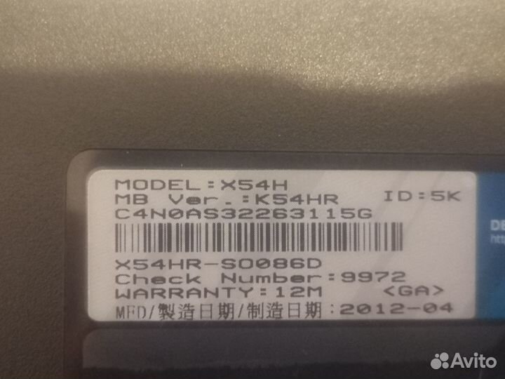 Ноутбук Asus x54h Core i5