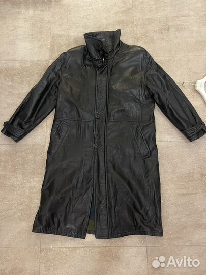 Винтажное мужское кожаное пальто