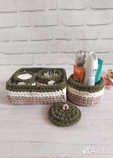 Набор корзин из трикотажной пряжи