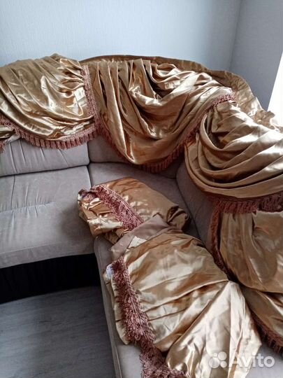 Роскошные портьеры бронзовые с ламбрекеном